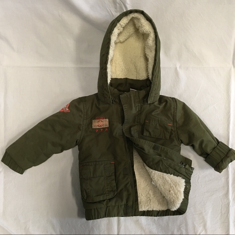 Dark green, wool-like lining toddler jacket